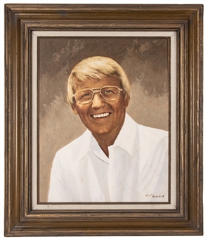 Lou Holtz Portrait Original Painting On Canvas By Football Hall of Famer Tommy McDonald Framed To 24 x 28" (Holtz LOA) 